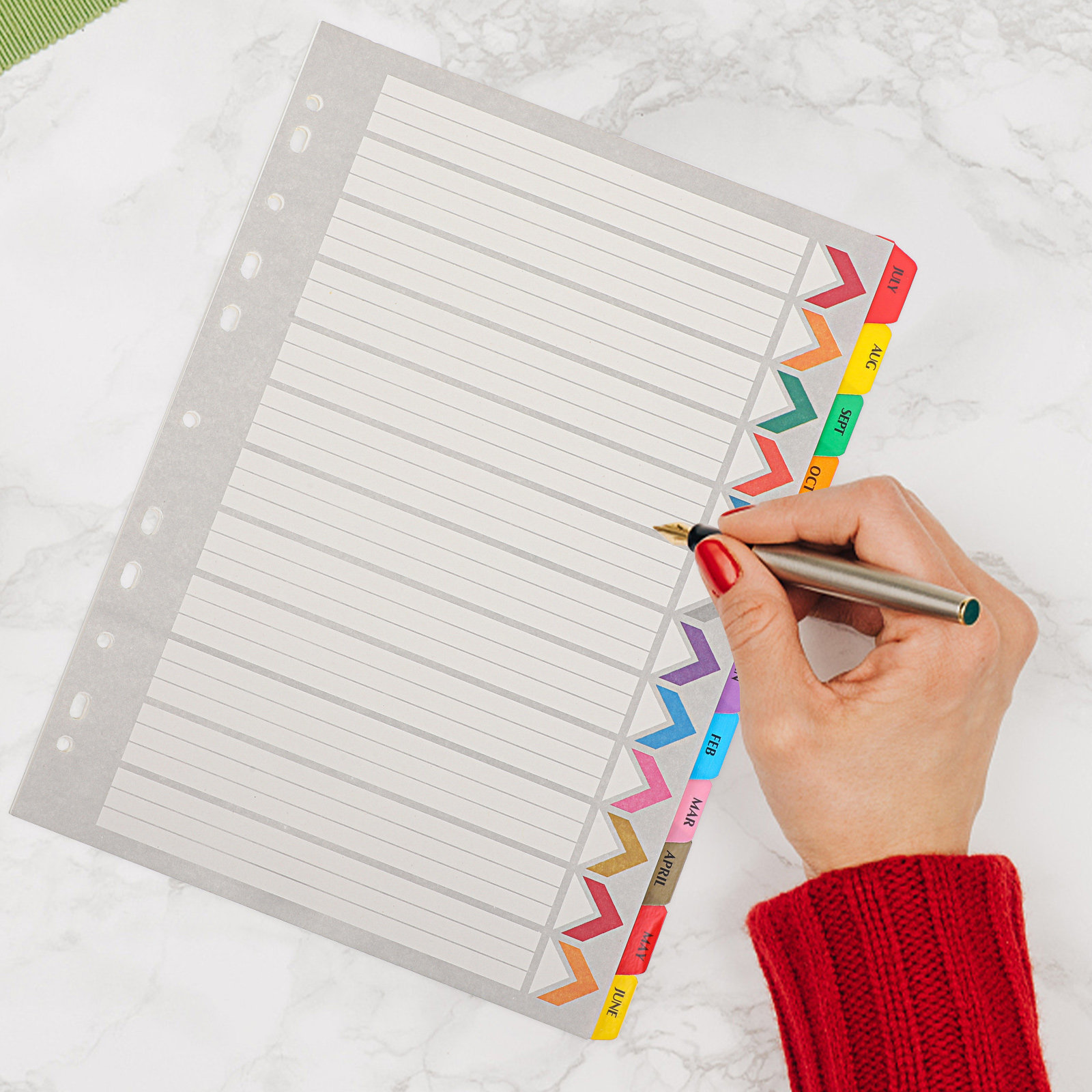 Tab Divider A4 - 12 Divisórias para Fichário com Índices,