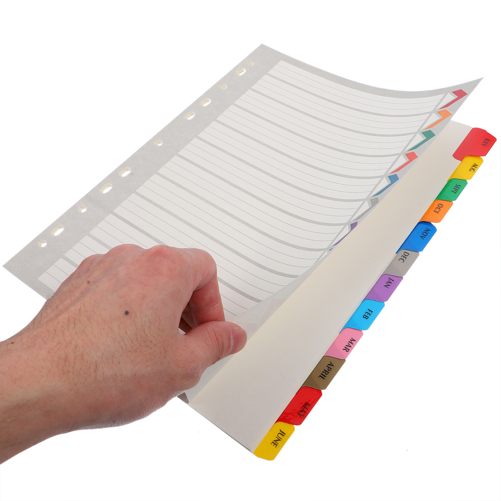 Tab Divider A4 - 12 Divisórias para Fichário com Índices,