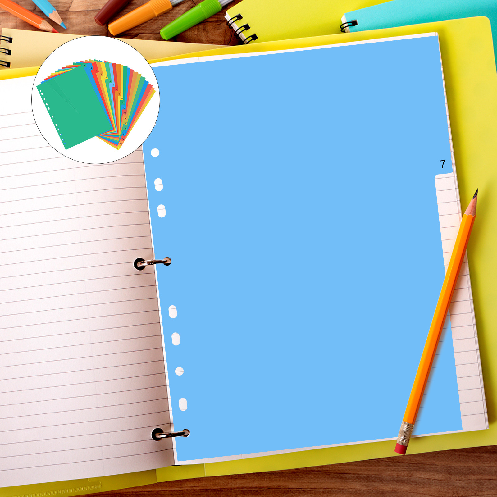 Tab Divider A4 - 20 Divisórias Plásticas Coloridas em Tamanho