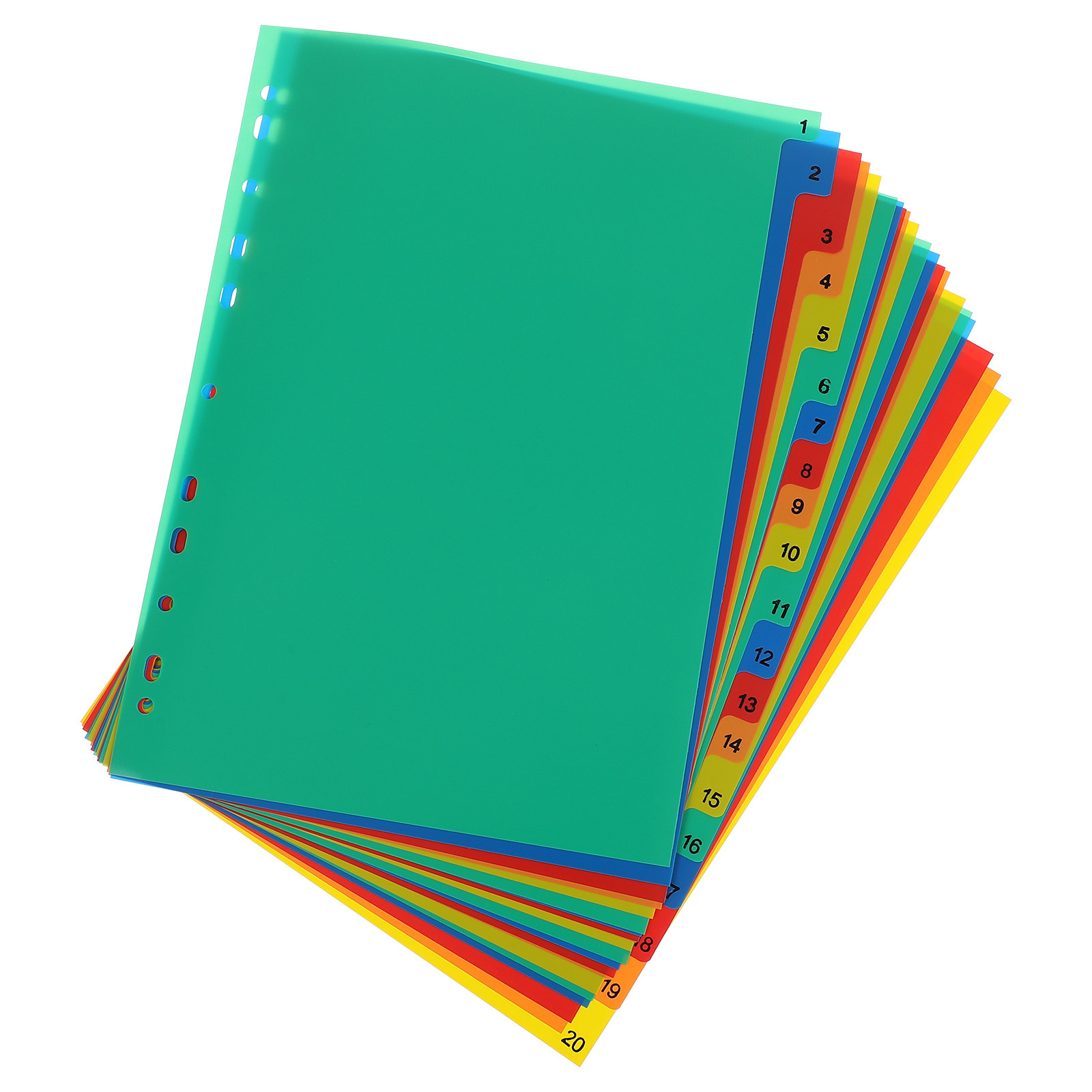 Tab Divider A4 - 20 Divisórias Plásticas Coloridas A4 para