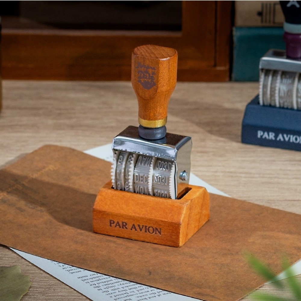 Rolo de madeira retrô, selo de - Rubber Date Stamp avaliação e preço